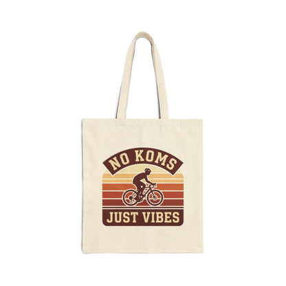 Tote Bag — "No KOMs Just Vibes" Retro Cycling Canvas Tote