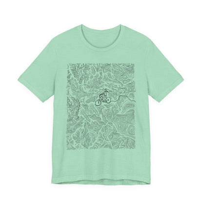 Mountain Biker Gal Graphic Tee — Adventure Trail Illustration T-Shirt