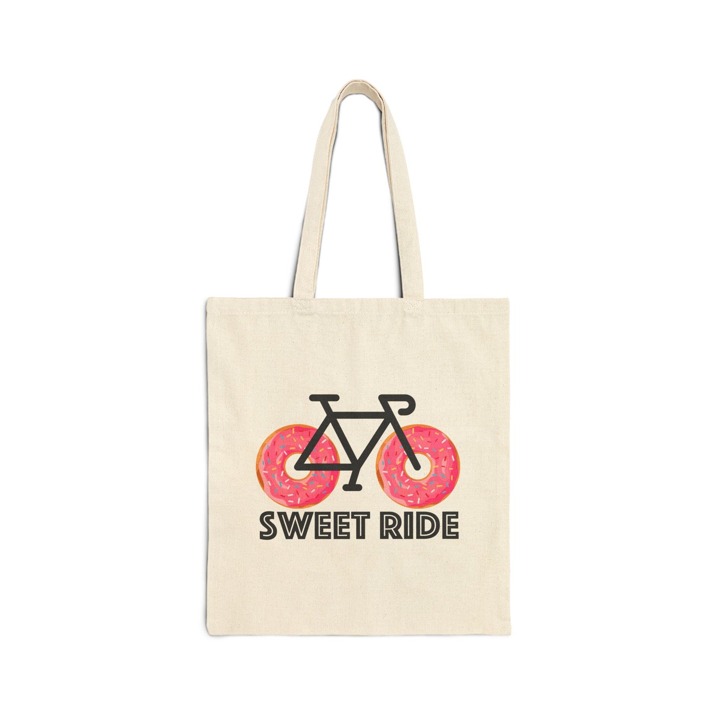 Tote Bag — "Sweet Ride" Bicycle Donut Graphic Cotton Canvas Tote