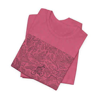 Mountain Biker Gal Graphic Tee — Adventure Trail Illustration T-Shirt