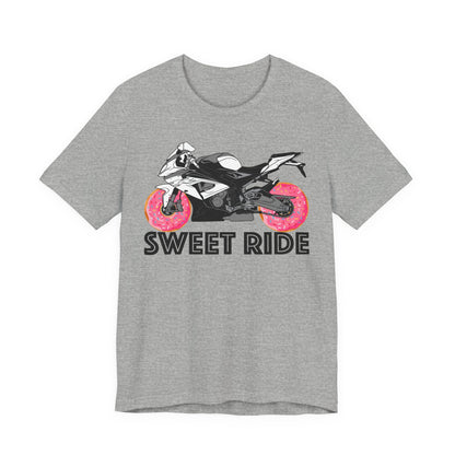 Motorcycle Tee with Pink Donut Wheels — Sportbike Graphic T-Shirt