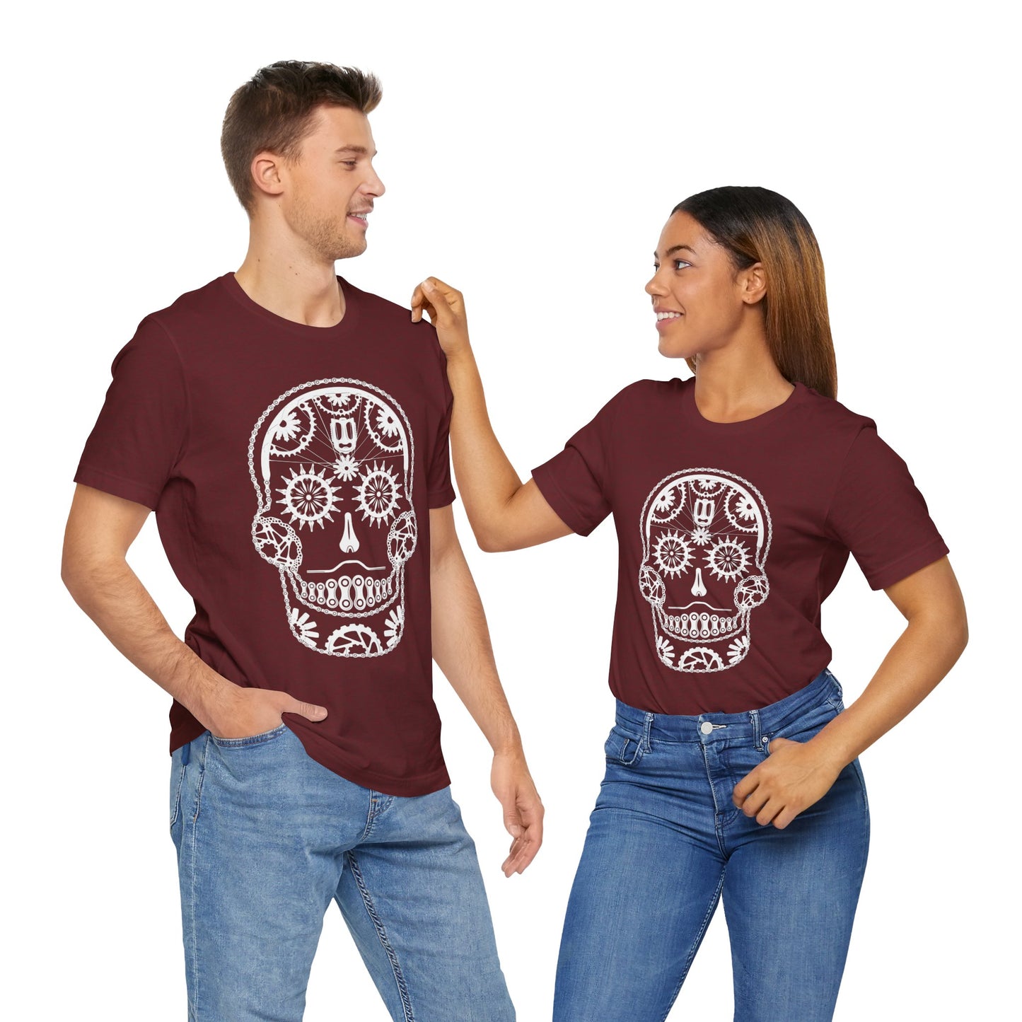 Bike Part Sugar Skull - Unisex Short Sleeve Tee