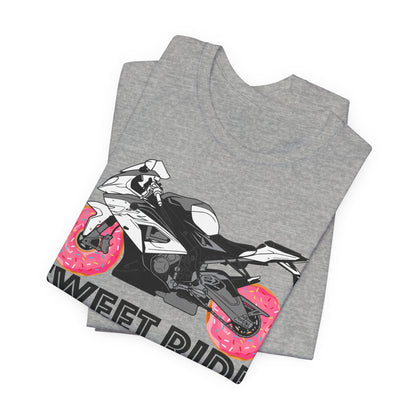 Motorcycle Tee with Pink Donut Wheels — Sportbike Graphic T-Shirt
