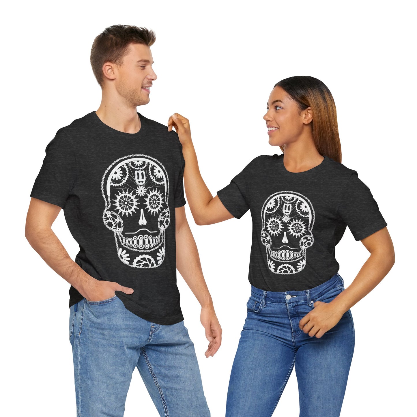 Bike Part Sugar Skull - Unisex Short Sleeve Tee