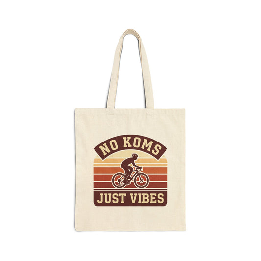 Tote Bag — "No KOMs Just Vibes" Retro Cycling Canvas Tote