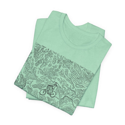 Mountain Biker Gal Graphic Tee — Adventure Trail Illustration T-Shirt