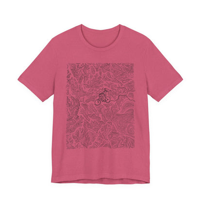 Mountain Biker Gal Graphic Tee — Adventure Trail Illustration T-Shirt