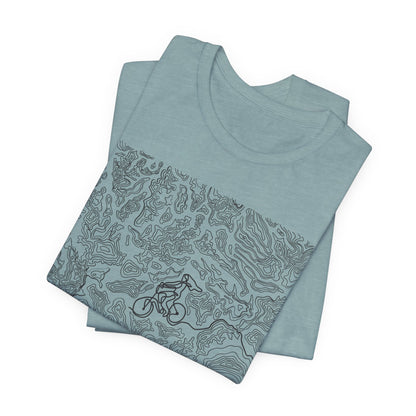 Mountain Biker Gal Graphic Tee — Adventure Trail Illustration T-Shirt