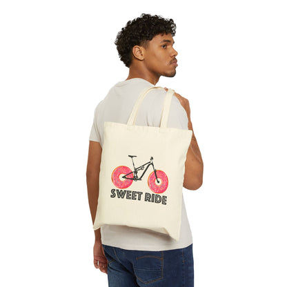 Sweet Ride Tote Bag — Bicycle with Donut Wheels Canvas Shopping Tote