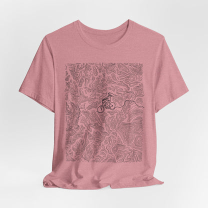 Mountain Biker Gal Graphic Tee — Adventure Trail Illustration T-Shirt