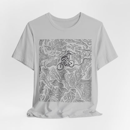 Mountain Biker Gal Graphic Tee — Adventure Trail Illustration T-Shirt