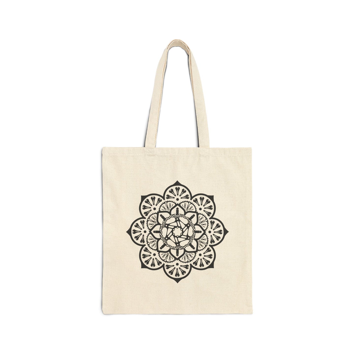 Mandala Canvas Tote Bag — Boho Floral Cotton Grocery & Beach Bag