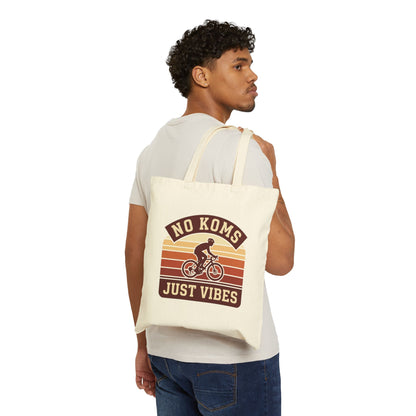 Tote Bag — "No KOMs Just Vibes" Retro Cycling Canvas Tote