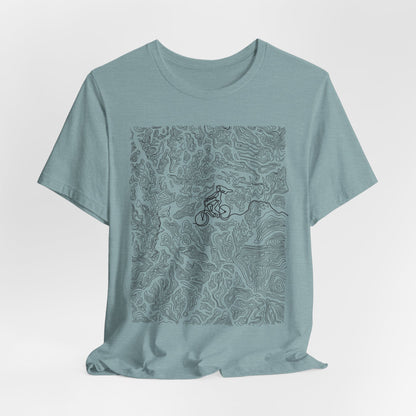 Mountain Biker Gal Graphic Tee — Adventure Trail Illustration T-Shirt