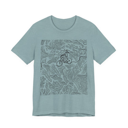 Mountain Biker Gal Graphic Tee — Adventure Trail Illustration T-Shirt