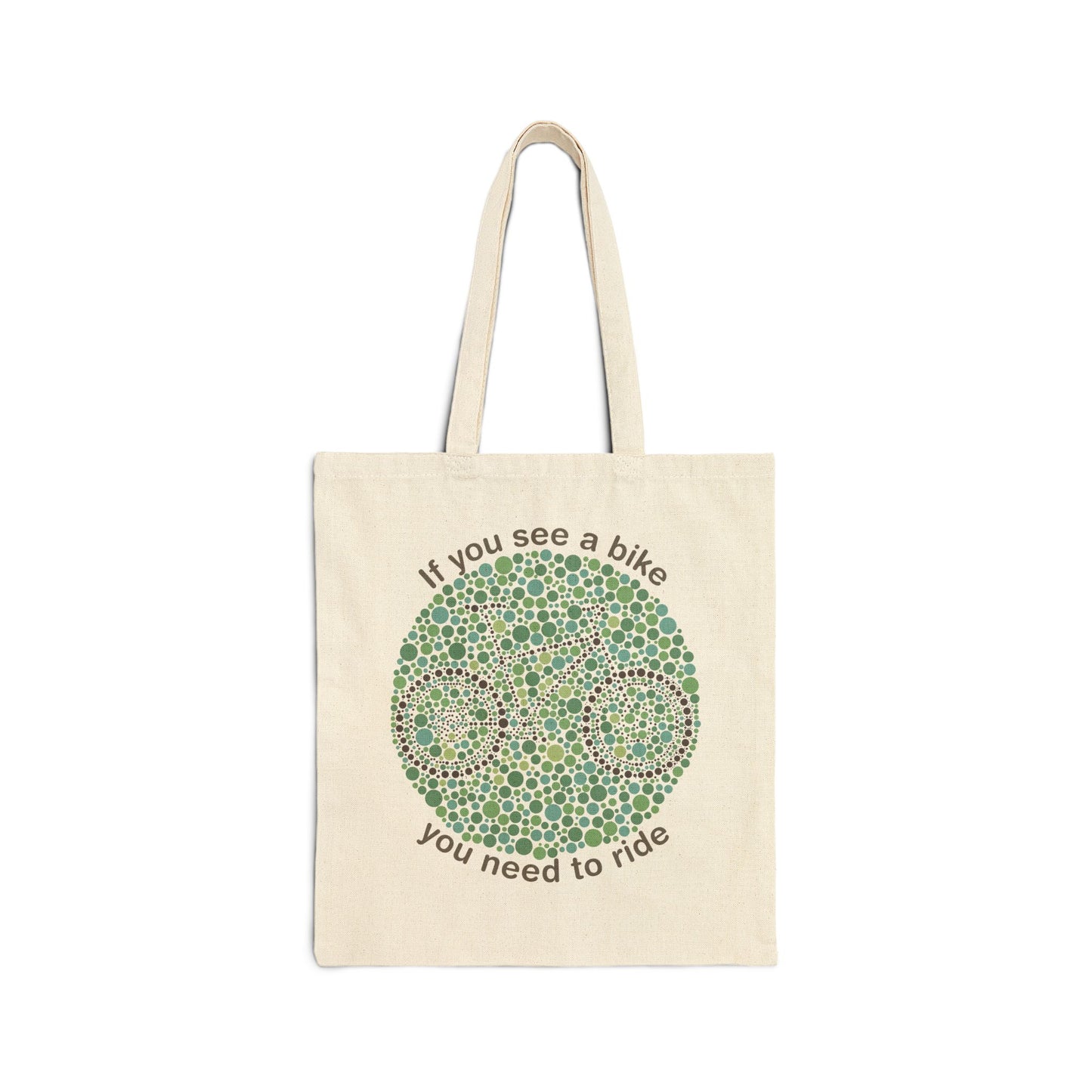 Tote Bag — "If You See a Bike You Need to Ride" Bicycle Dot Art Cotton Canvas Tote