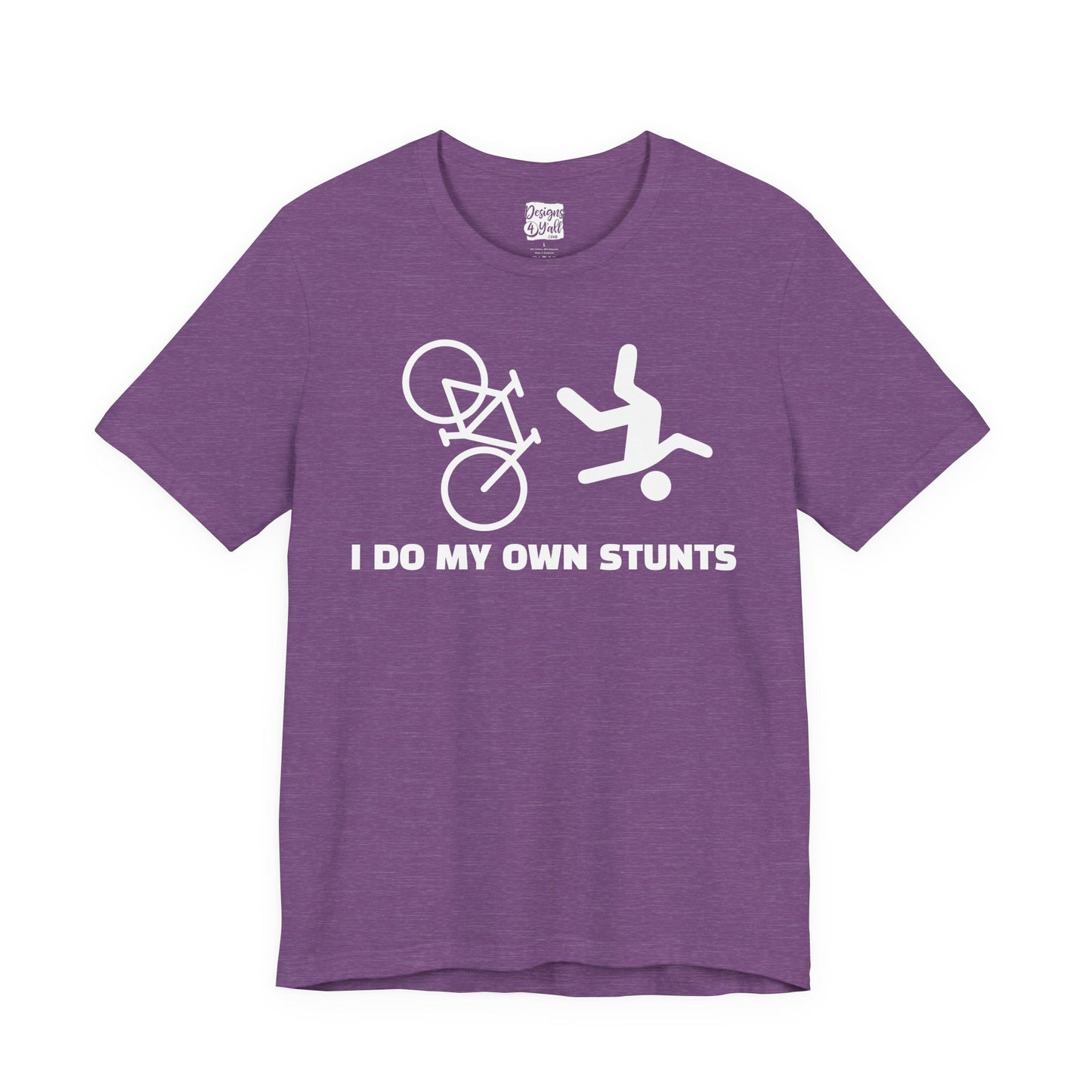 Cycling Tee — “I Do My Own Stunts” Bike Crash Humor