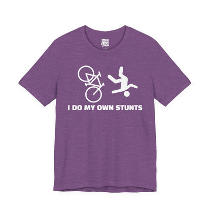 Cycling Tee — “I Do My Own Stunts” Bike Crash Humor