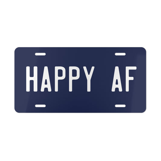 Happy AF Vanity Plate - Funny Novelty License Tag for Cars & Decor