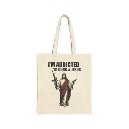 Tote Bag — "I'm Addicted to Guns & Jesus" Canvas Carryall