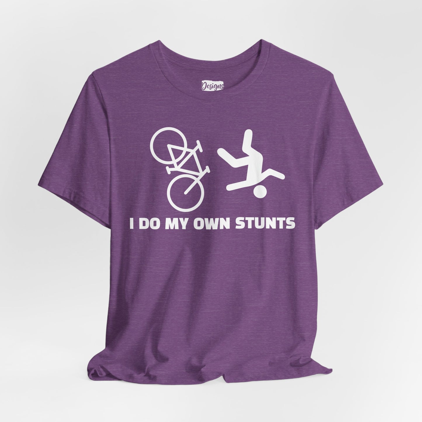 Cycling Tee — “I Do My Own Stunts” Bike Crash Humor