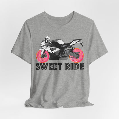 Motorcycle Tee with Pink Donut Wheels — Sportbike Graphic T-Shirt