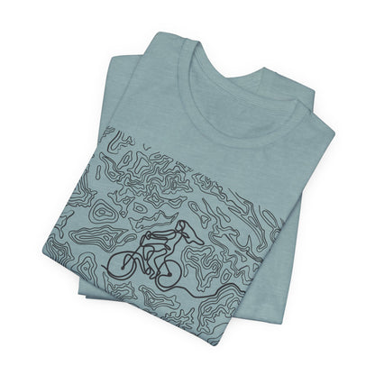 Mountain Biker Gal Graphic Tee — Adventure Trail Illustration T-Shirt