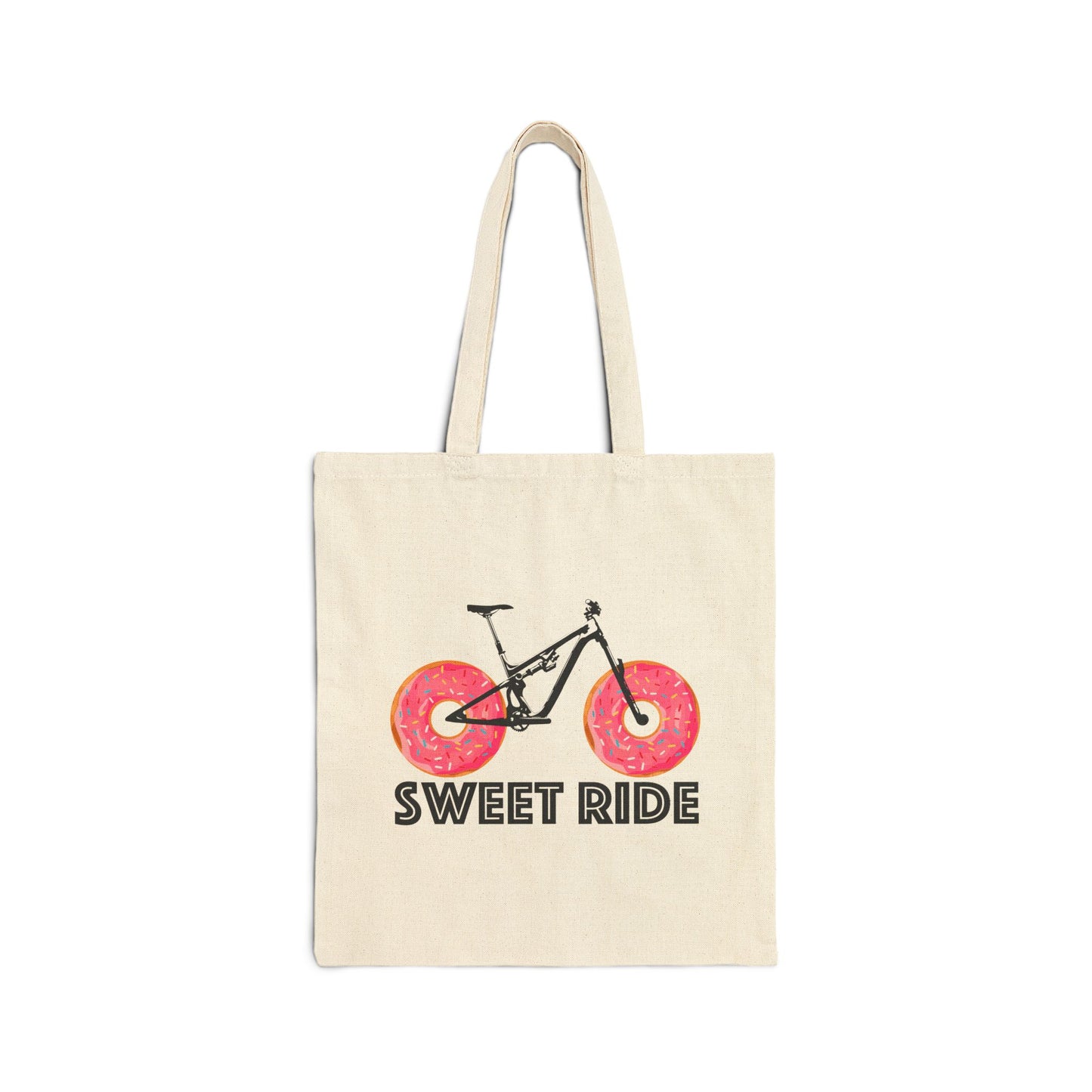Sweet Ride Tote Bag — Bicycle with Donut Wheels Canvas Shopping Tote